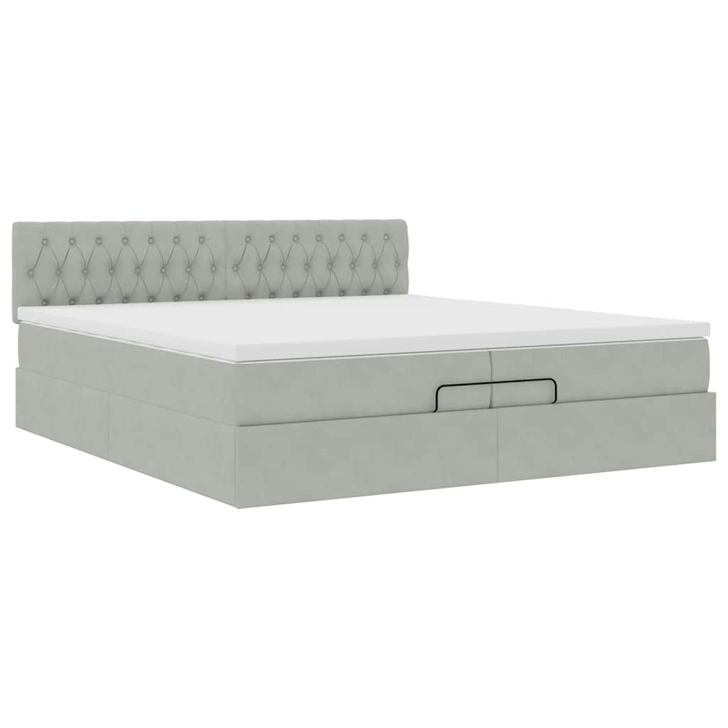 Ottoman-Bett mit Matratze Hellgrau 200x200 cm Samt