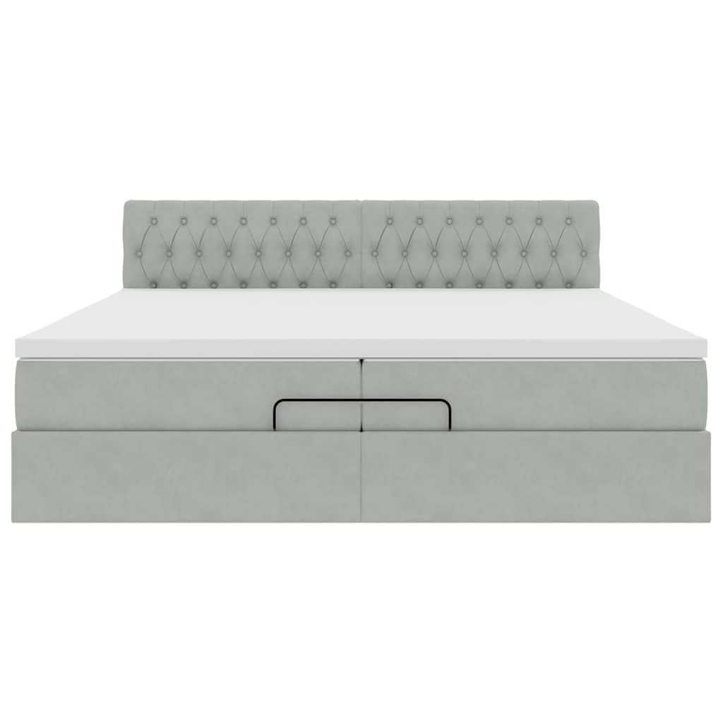 Ottoman-Bett mit Matratze Hellgrau 200x200 cm Samt