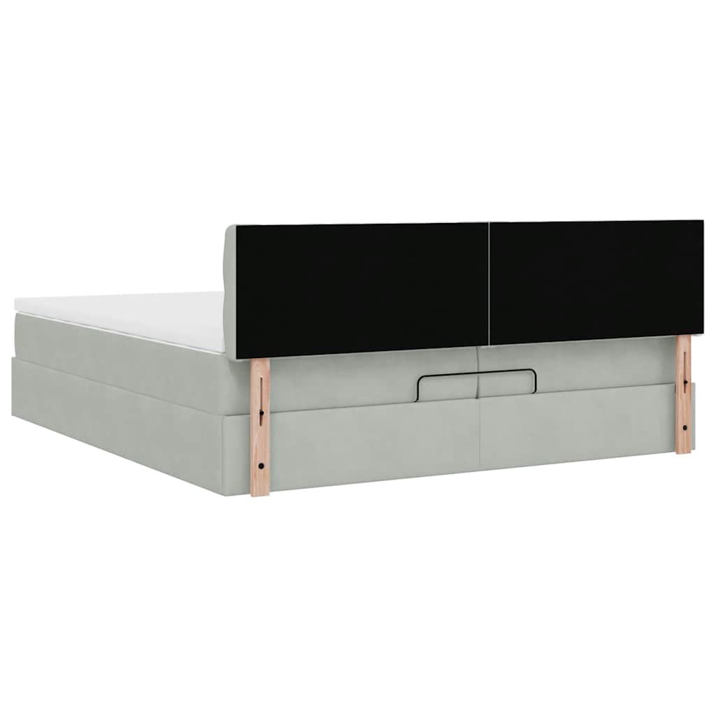 Ottoman-Bett mit Matratze Hellgrau 200x200 cm Samt