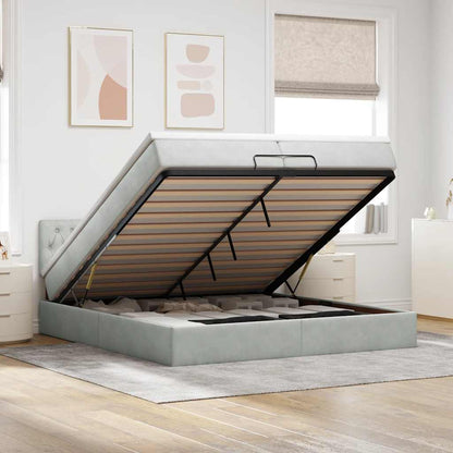 Ottoman-Bett mit Matratze Hellgrau 200x200 cm Samt