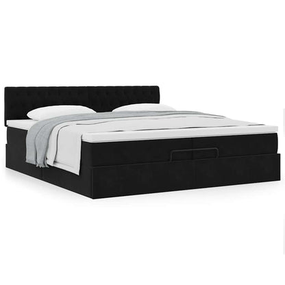 Ottoman-Bett mit Matratze Schwarz 200x200 cm Samt