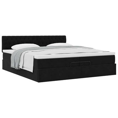 Ottoman-Bett mit Matratze Schwarz 200x200 cm Samt