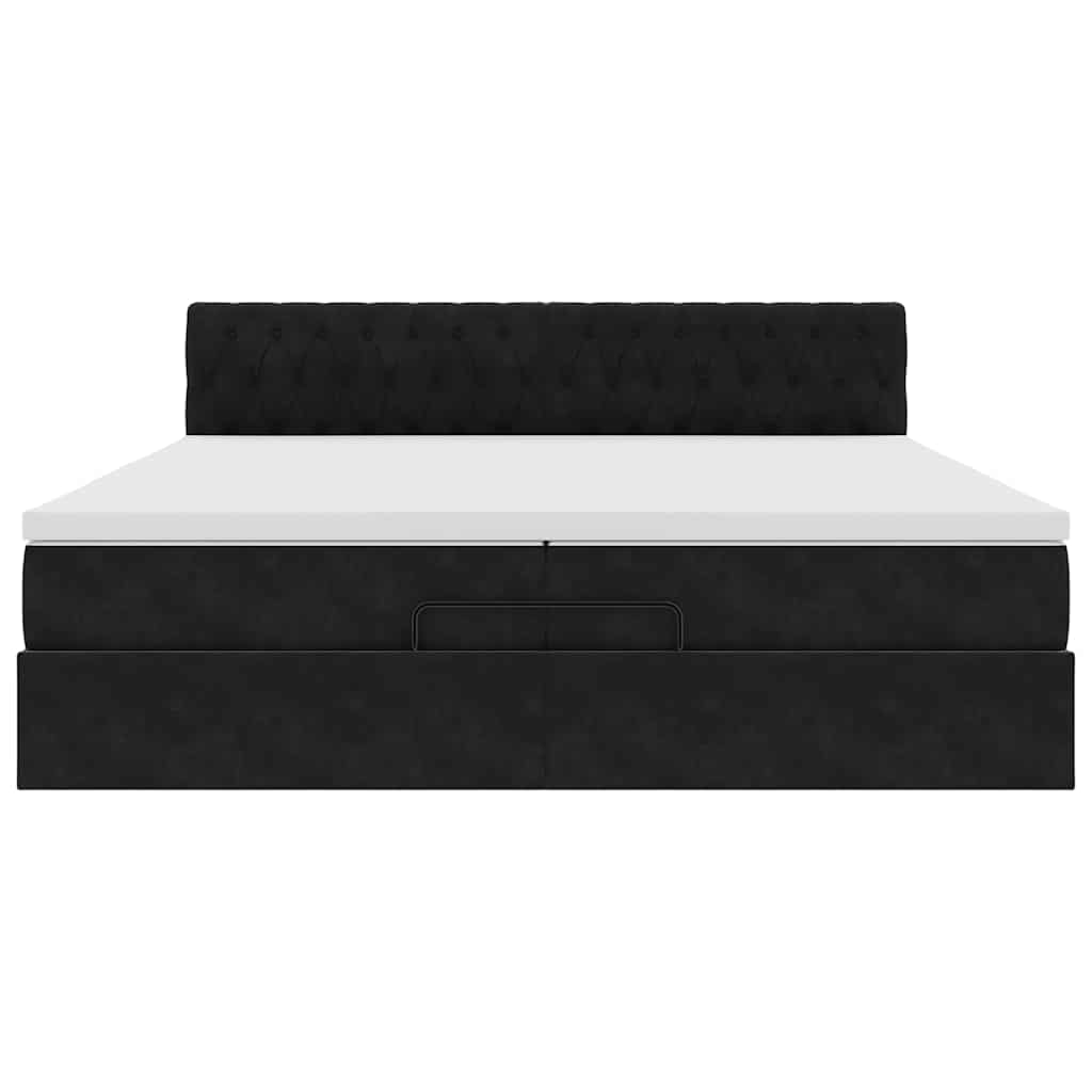 Ottoman-Bett mit Matratze Schwarz 200x200 cm Samt