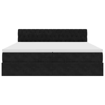 Ottoman-Bett mit Matratze Schwarz 200x200 cm Samt