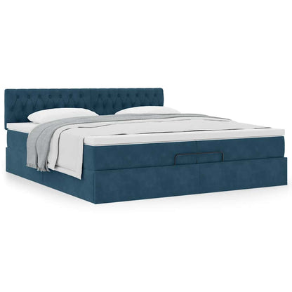 Ottoman-Bett mit Matratze Dunkelblau 200x200 cm Samt