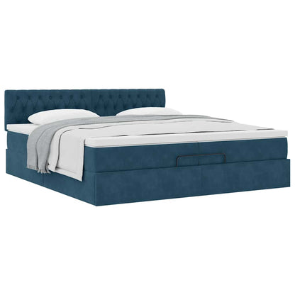 Ottoman-Bett mit Matratze Dunkelblau 200x200 cm Samt