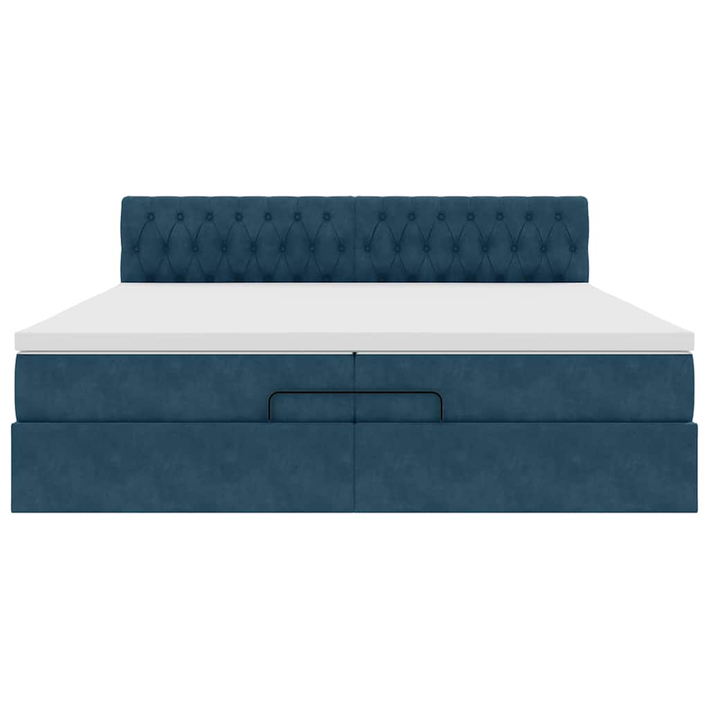 Ottoman-Bett mit Matratze Dunkelblau 200x200 cm Samt
