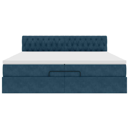 Ottoman-Bett mit Matratze Dunkelblau 200x200 cm Samt