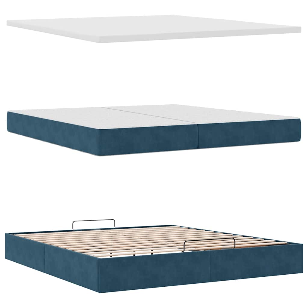 Ottoman-Bett mit Matratze Dunkelblau 200x200 cm Samt