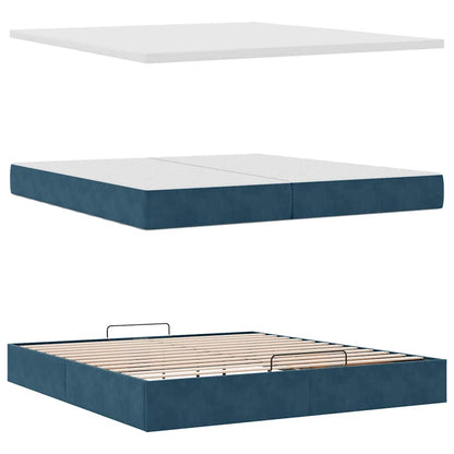 Ottoman-Bett mit Matratze Dunkelblau 200x200 cm Samt