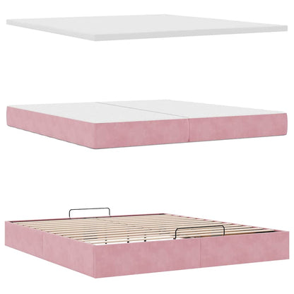 Ottoman-Bett mit Matratze Rosa 200x200 cm Samt