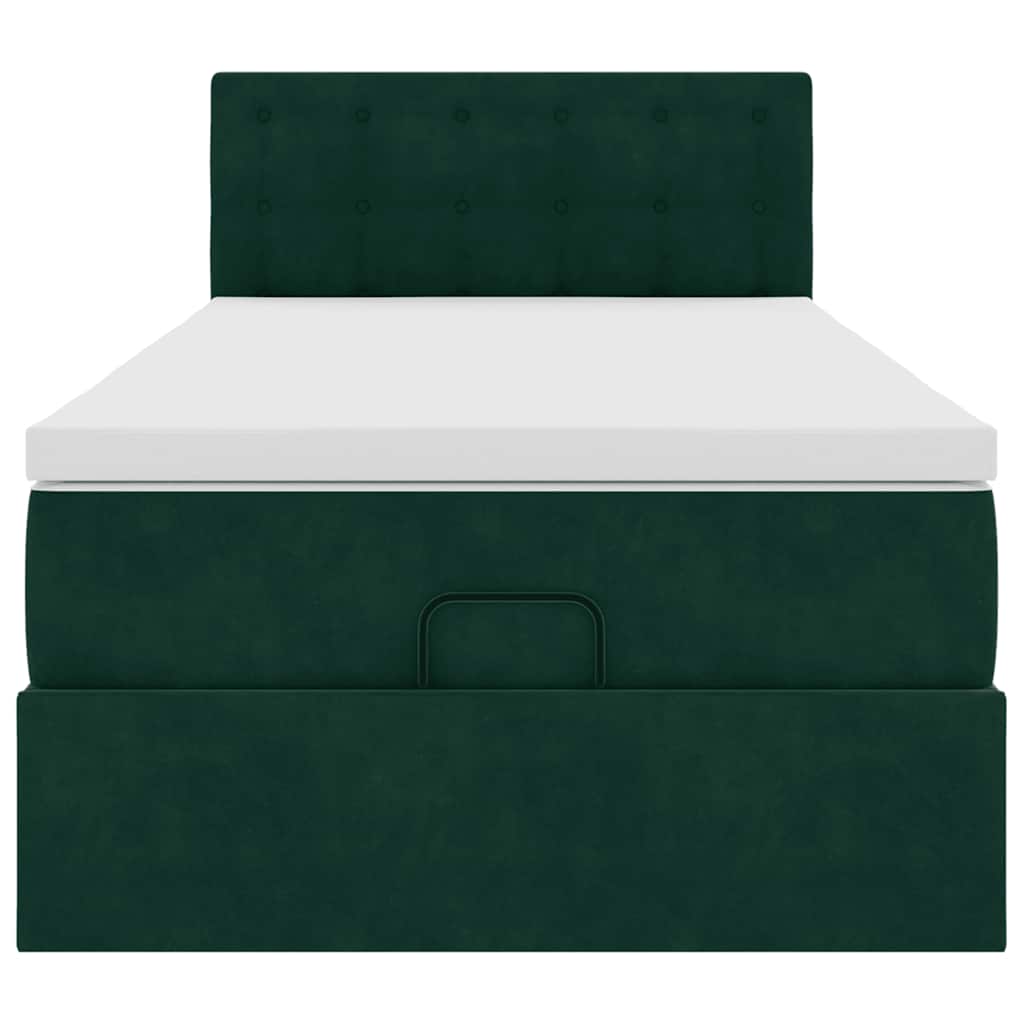 Ottoman-Bett mit Matratze Dunkelgrün 80x200 cm Samt
