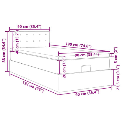 Ottoman-Bett mit Matratze Dunkelblau 90x190 cm Samt