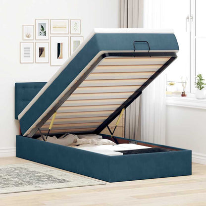 Ottoman-Bett mit Matratze Dunkelblau 90x190 cm Samt