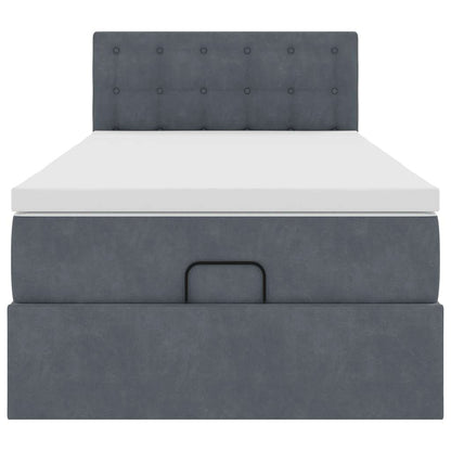 Ottoman-Bett mit Matratze Dunkelgrau 90x200 cm Samt