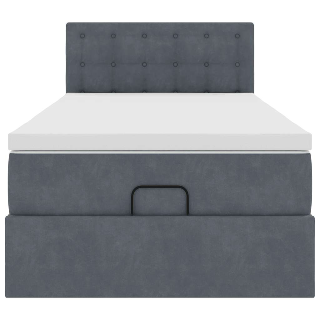Ottoman-Bett mit Matratze Dunkelgrau 90x200 cm Samt