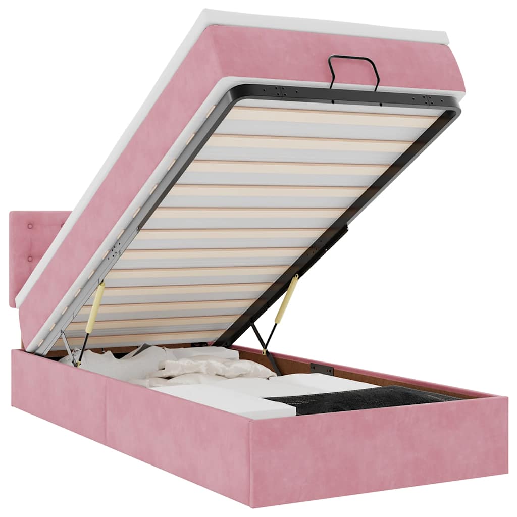 Ottoman-Bett mit Matratze Rosa 90x200 cm Samt
