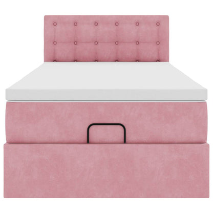 Ottoman-Bett mit Matratze Rosa 100x200 cm Samt