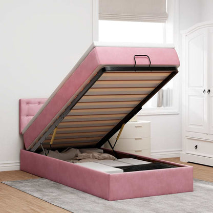 Ottoman-Bett mit Matratze Rosa 100x200 cm Samt