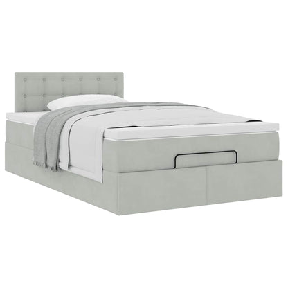 Ottomanische Bett mit Matratze Hellgrau 120x190 cm Samt