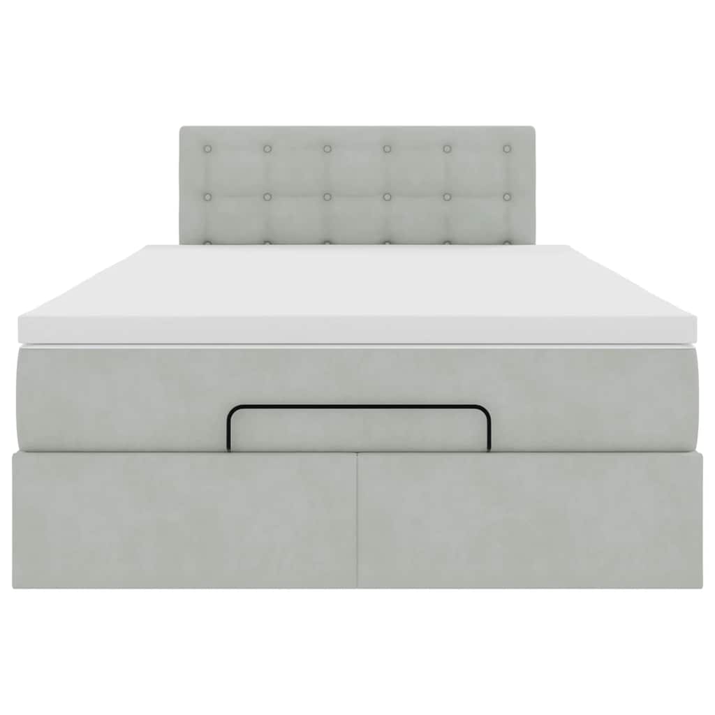 Ottomanische Bett mit Matratze Hellgrau 120x190 cm Samt