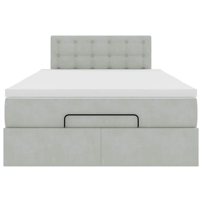 Ottomanische Bett mit Matratze Hellgrau 120x190 cm Samt