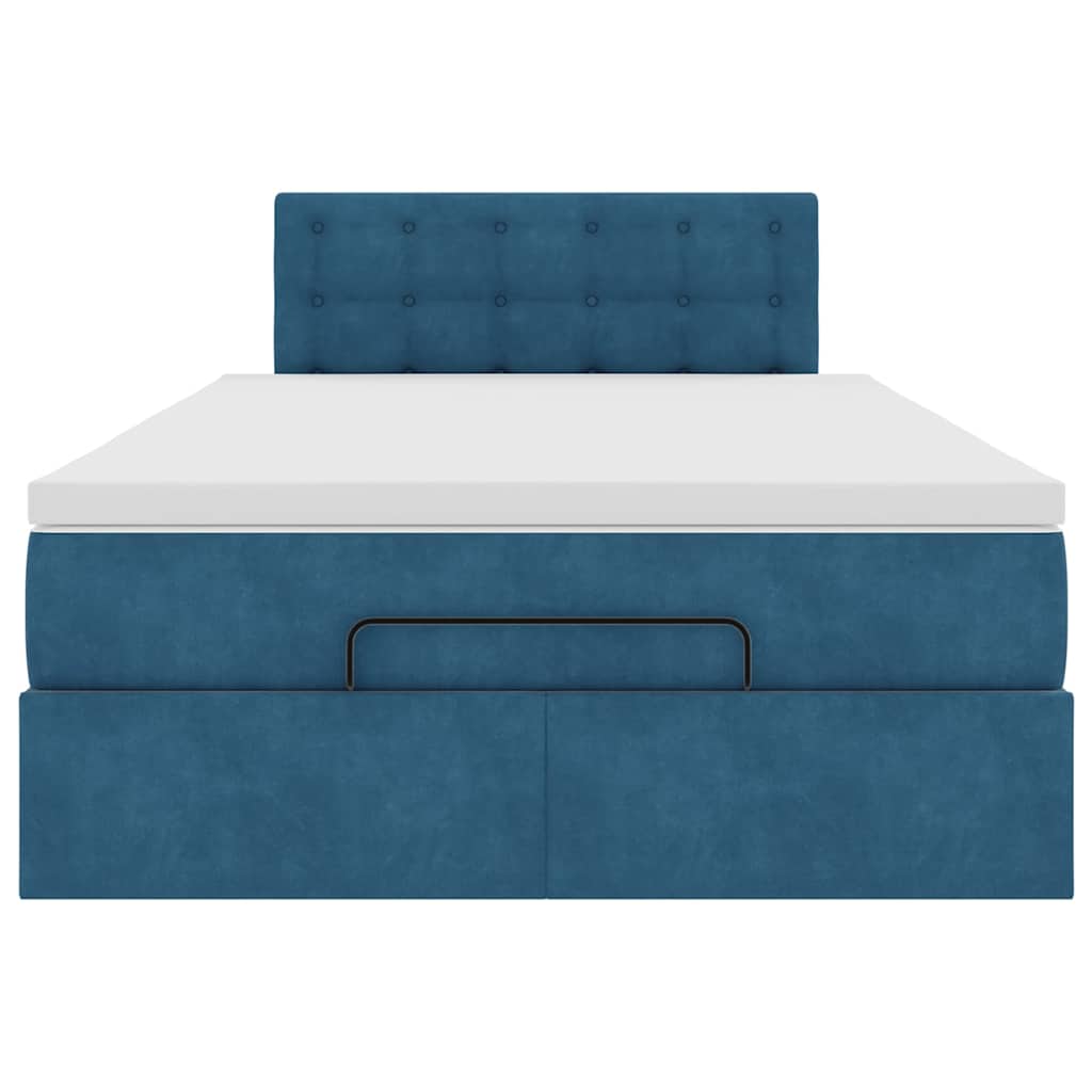 Ottoman-Bett mit Matratze Dunkelblau 120x190 cm Samt