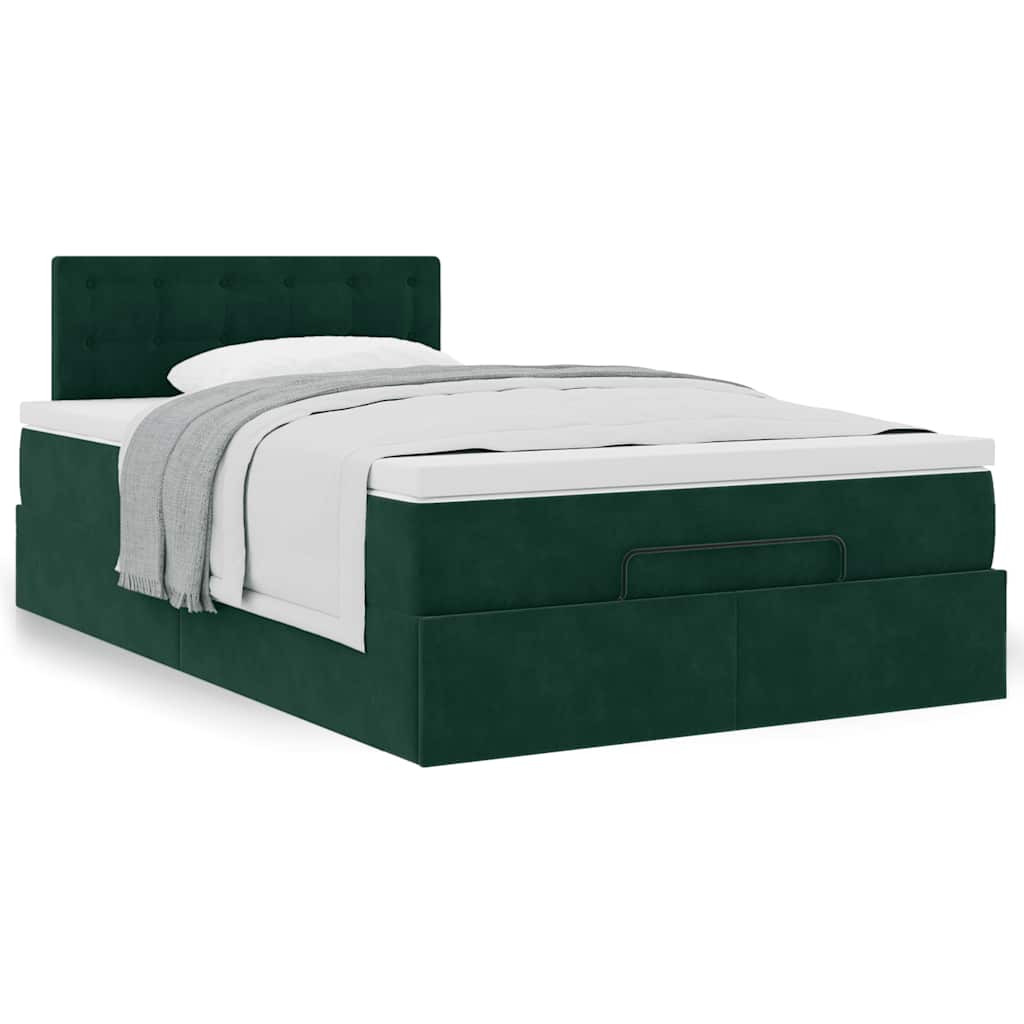 Ottoman-Bett mit Matratze Dunkelgrün 120x200 cm Samt