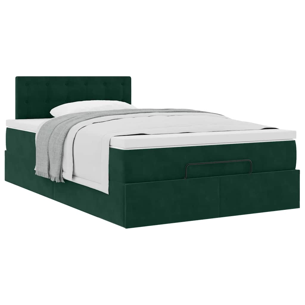 Ottoman-Bett mit Matratze Dunkelgrün 120x200 cm Samt