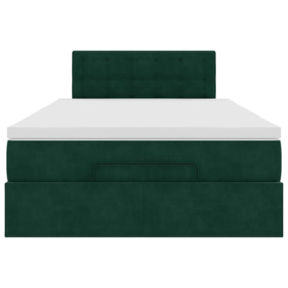 Ottoman-Bett mit Matratze Dunkelgrün 120x200 cm Samt