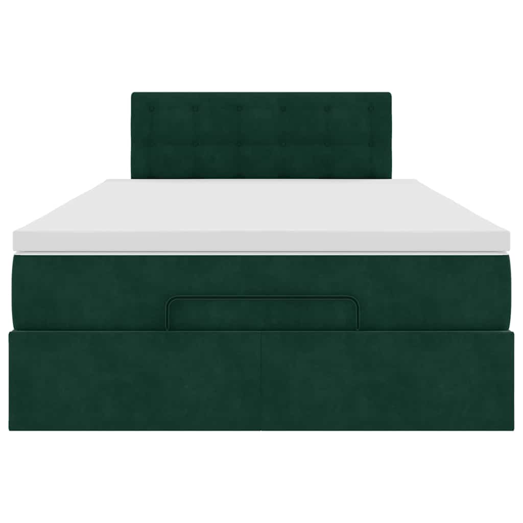 Ottoman-Bett mit Matratze Dunkelgrün 120x200 cm Samt
