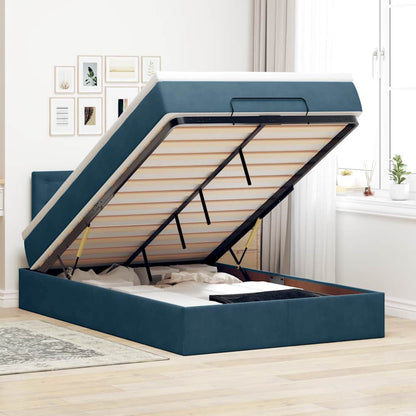 Ottoman-Bett mit Matratze Dunkelblau 120x200 cm Samt