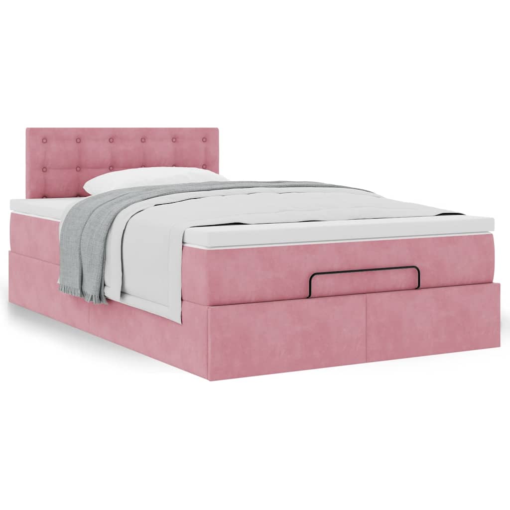 Ottoman-Bett mit Matratze Rosa 120x200 cm Samt