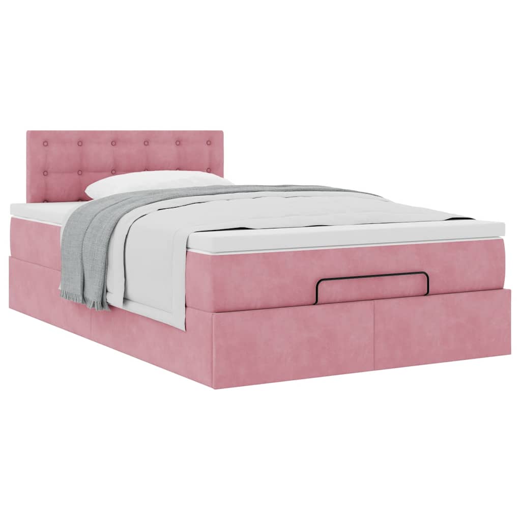 Ottoman-Bett mit Matratze Rosa 120x200 cm Samt