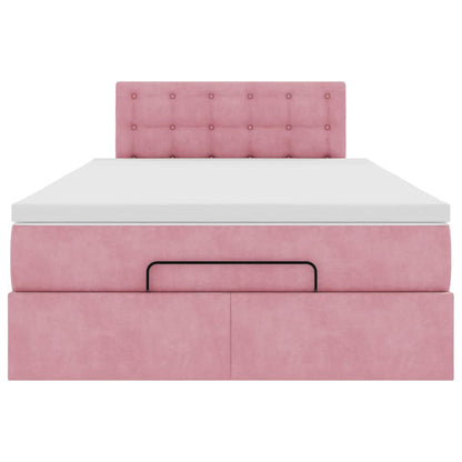 Ottoman-Bett mit Matratze Rosa 120x200 cm Samt