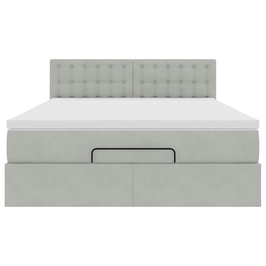 Ottoman-Bett mit Matratze Hellgrau 140x190 cm Samt
