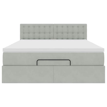 Ottoman-Bett mit Matratze Hellgrau 140x190 cm Samt
