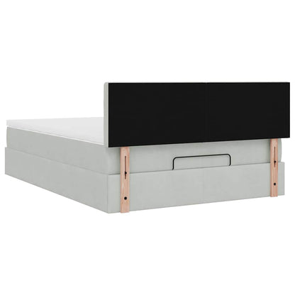 Ottoman-Bett mit Matratze Hellgrau 140x190 cm Samt