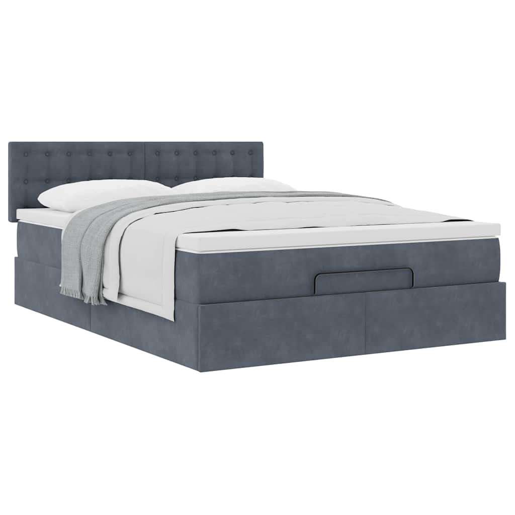 Ottoman-Bett mit Matratze Dunkelgrau 140x190 cm Samt
