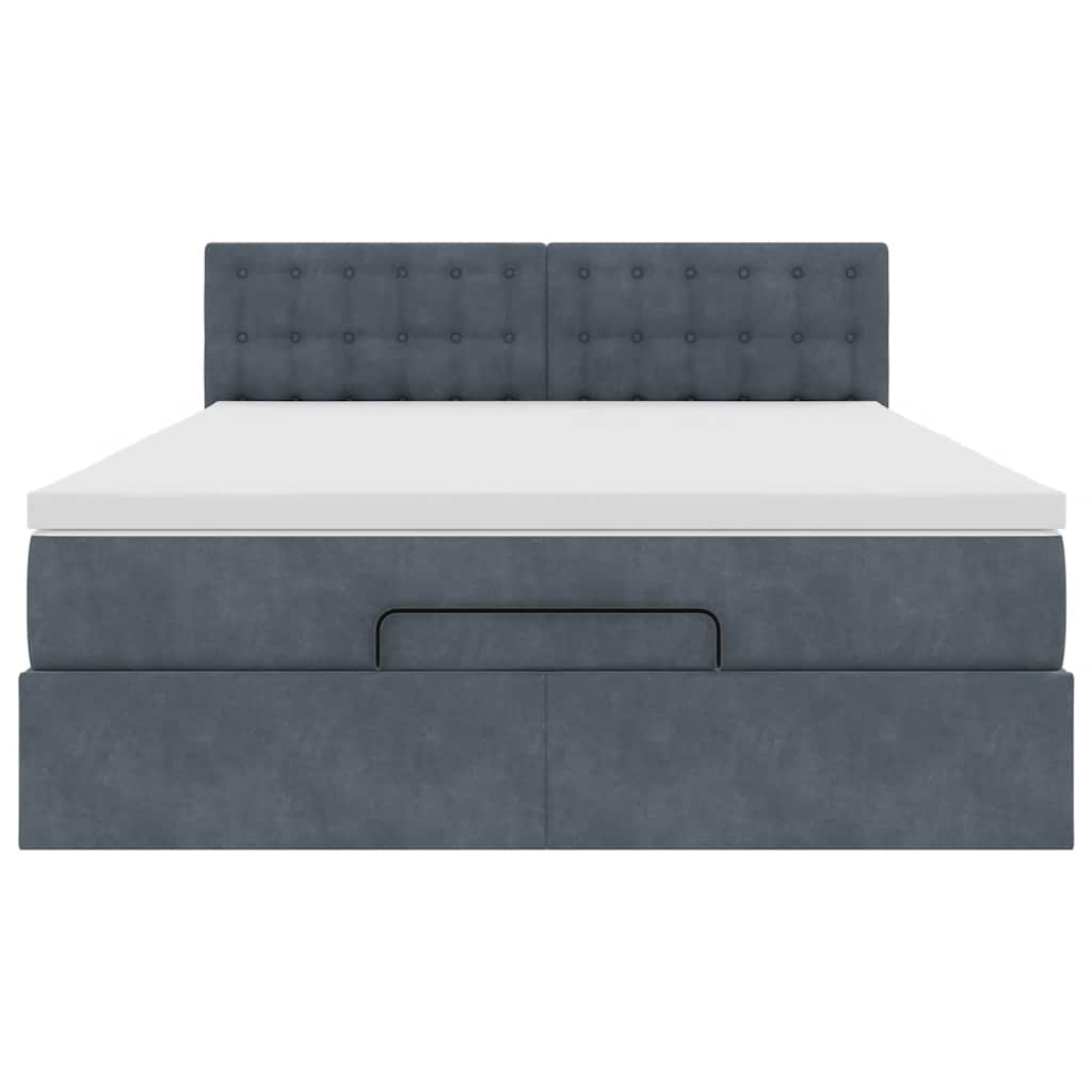 Ottoman-Bett mit Matratze Dunkelgrau 140x190 cm Samt