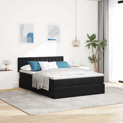 Ottoman-Bett mit Matratze Schwarz 140x190 cm Samt