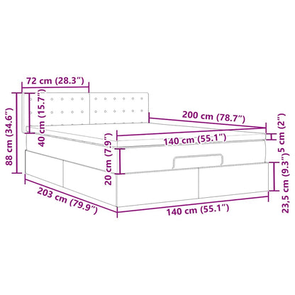 Ottoman-Bett mit Matratze Dunkelgrau 140x200 cm Samt