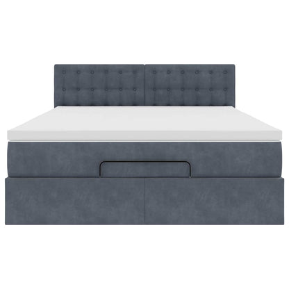Ottoman-Bett mit Matratze Dunkelgrau 140x200 cm Samt