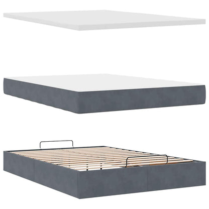 Ottoman-Bett mit Matratze Dunkelgrau 140x200 cm Samt