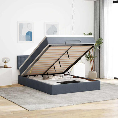 Ottoman-Bett mit Matratze Dunkelgrau 140x200 cm Samt