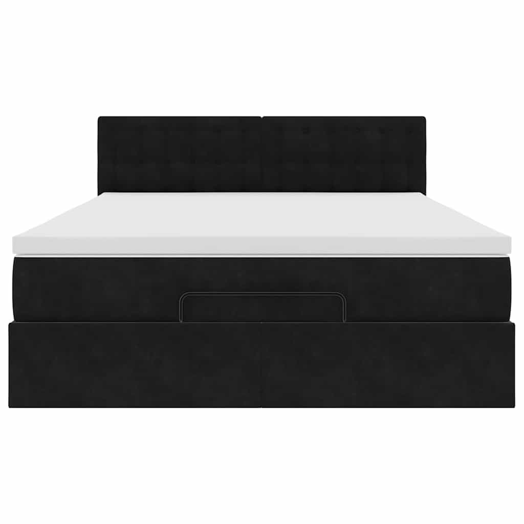 Ottoman-Bett mit Matratze Schwarz 140x200 cm Samt