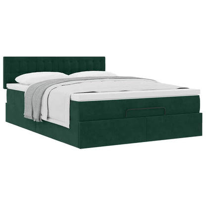 Ottoman-Bett mit Matratze Dunkelgrün 140x200 cm Samt