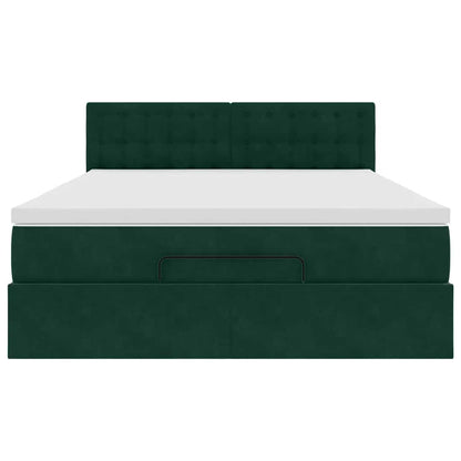 Ottoman-Bett mit Matratze Dunkelgrün 140x200 cm Samt