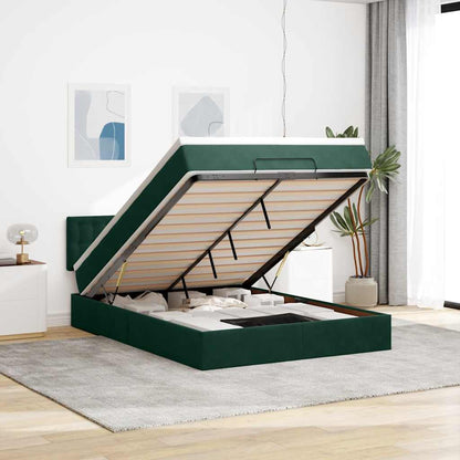 Ottoman-Bett mit Matratze Dunkelgrün 140x200 cm Samt