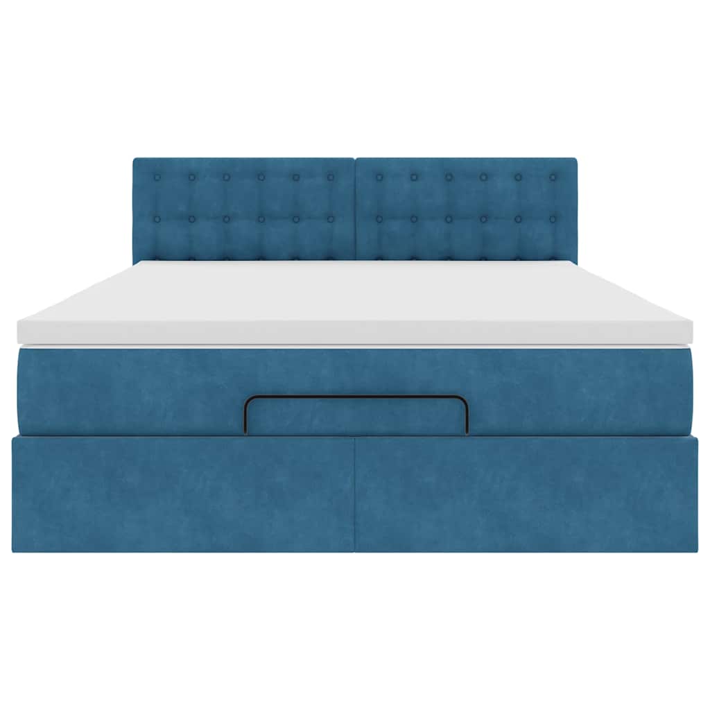 Ottoman-Bett mit Matratze Dunkelblau 140x200 cm Samt